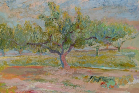 Peach Tree with Clouds